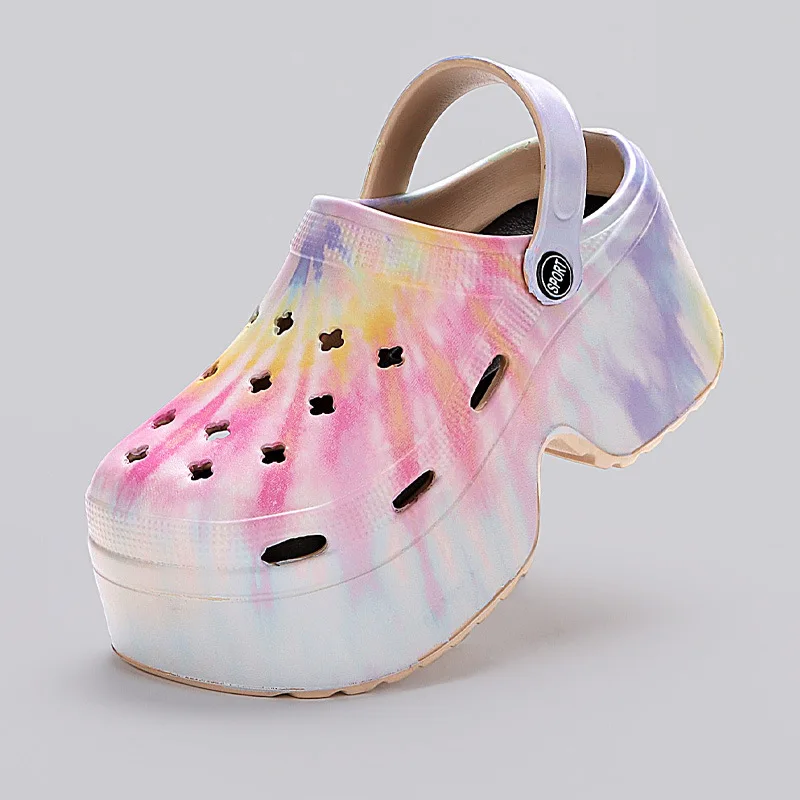 Colorful Chunky Platform Clogs Sandals for Women Eva Thick Bottom Slides Beach Slippers Wedge Heels Garden Shoes Summer 2024