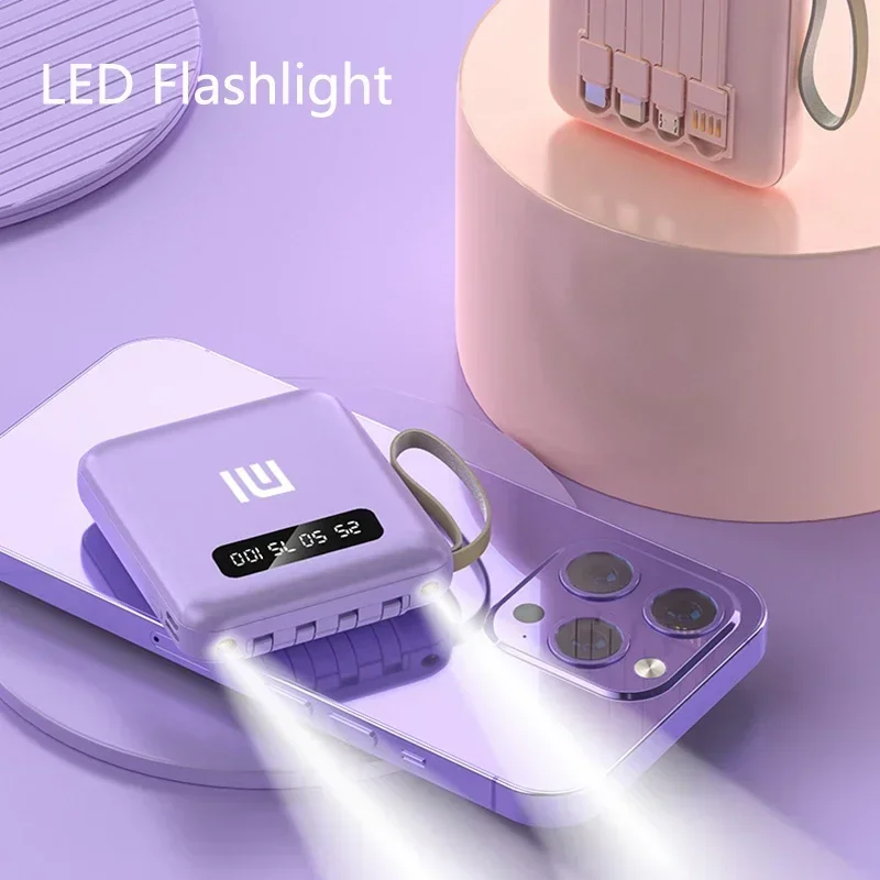 Xiaomi MIJIA Mini Power Bank 20000mAh With 4 Cable Mobile Phone External Battery Charger for iPhone Samsung Huawei Xiaomi NEW