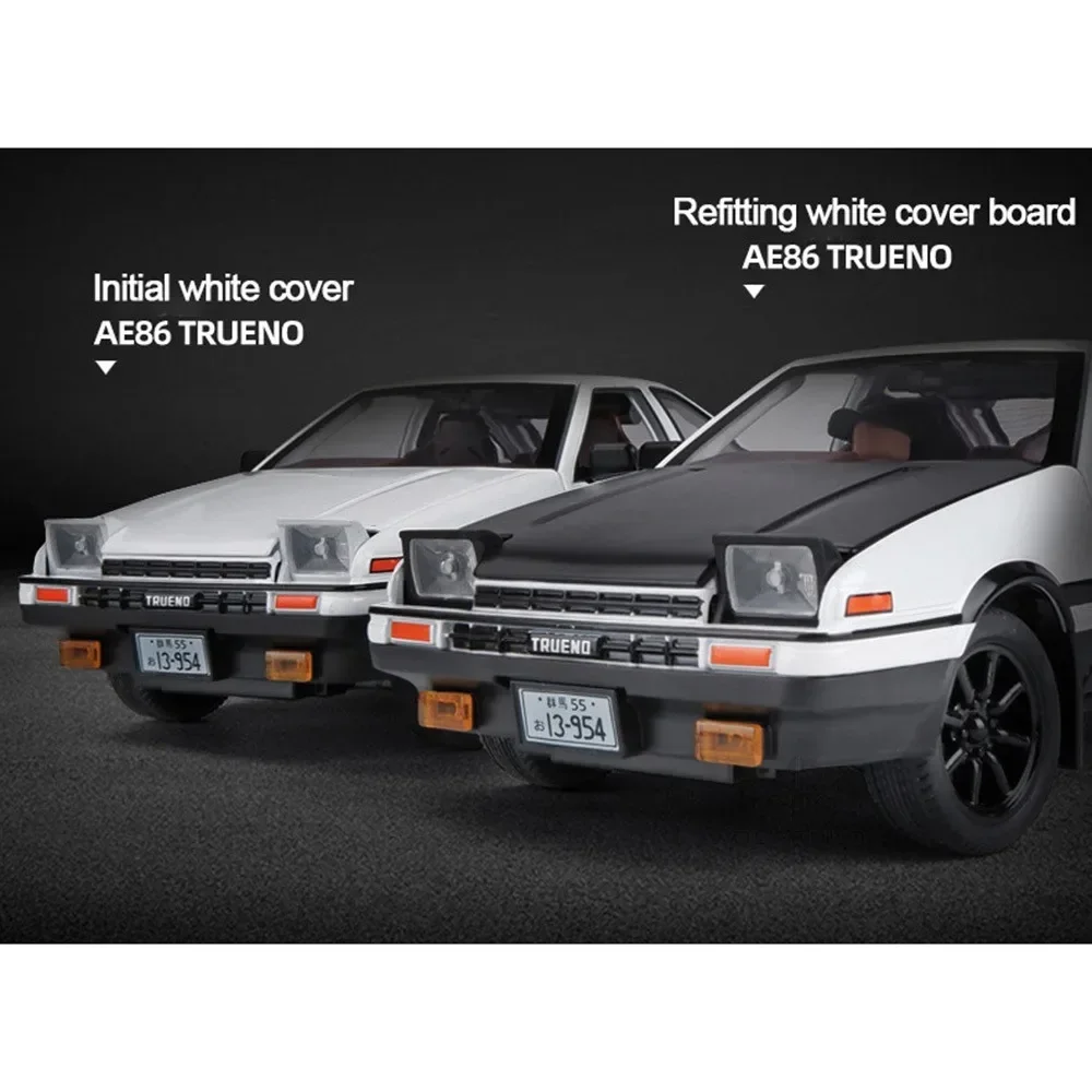 1:24 Initial D Toyota Trueno AE86 Alloy Diecast Car Model Sports Car Toys For Kids Adults Pull Back Vehicles Toy Cars Black Hood 6