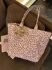 Pink Leopard Print Canvas Tote Bag Large Capaci Commuter Faionable Single oulder Bag Handheld op Bag for All Seasons