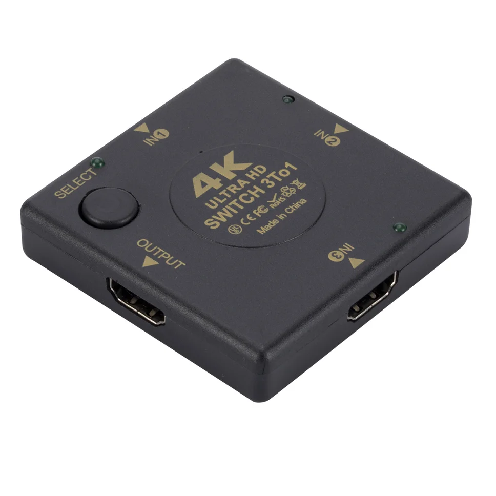 3 Port HDMI Switch 3 input 1 Output Female to Female HDMI Switcher Splitter Box Selector for HDTV 4K/1080P VIdeo Switch