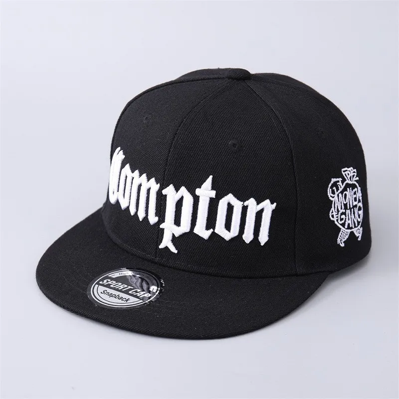 Snapback Hat Compton Snapback Baseball Cap - Black Hat With White ...