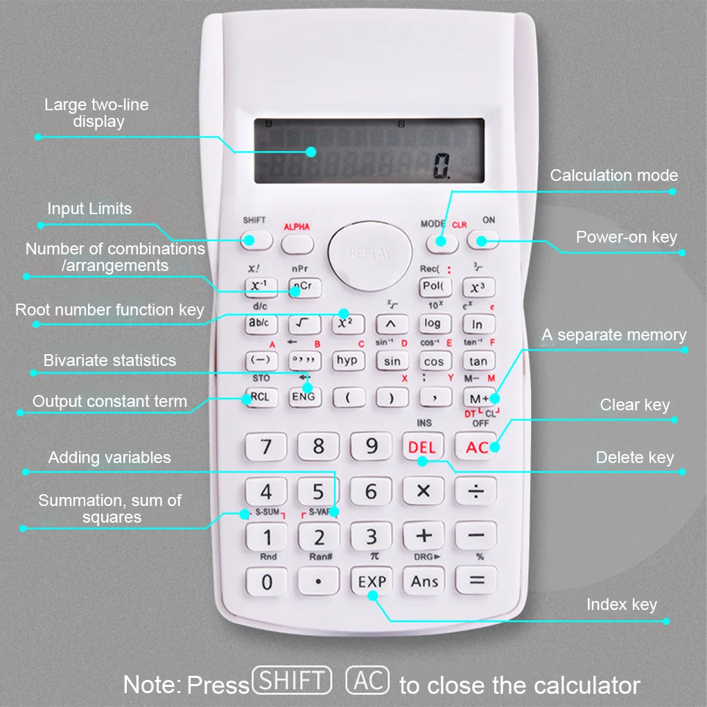 Calculatrice scientifique Portable pliable professionnelle pour étudiants,  avec bloc-notes LCD, 417 fonctions, mise à niveau 991ES - AliExpress