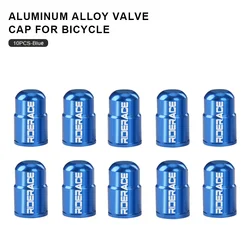 Aluminum Alloy Bicycle Tire Valve Cap - CNC Machined Dustproof Nozzle Cover (Blue 10pcs)