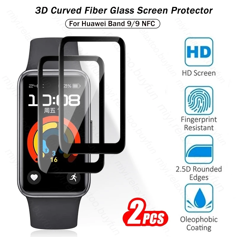 

2PCS 9D Curved Screen Protector Soft Fiber Glass For Huawei Band 9/9 NFC 1.47" HD Protective Glass On Huawie Hauwei Huawey Band9