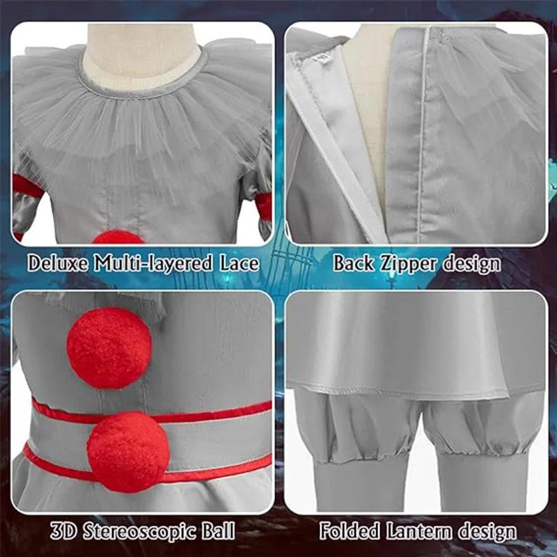 Kids Scary Joker Pennywise Costume 5