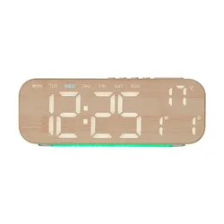 Enhanced Digital Wooden Alarm Clock with Countdown, Temperature Display, and Dual Alarm Function (Yellow B)