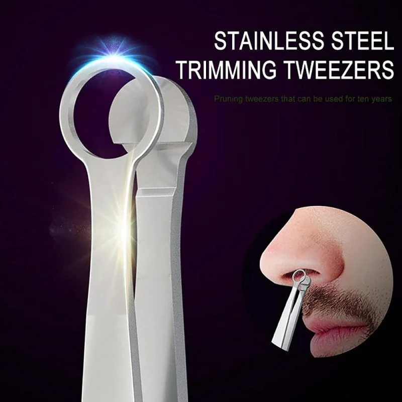 Universal Nose Hair Trimming Tweezers Stainless Steel Nasal Clippers Friendly Round Tip for Men & Women for Noses Hair, Brow