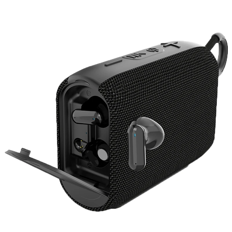 2 In 1 Bluetooth speaker & TWS earbuds Rockmia quality EBS-036 fabric mesh with handle
