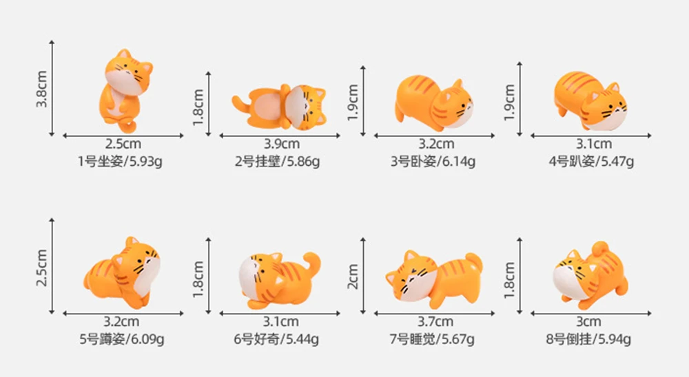 Description Picture 2 of item8 Pcs Mix Mini Resin Kitty Car Miniatures Ornaments Figurines & Sculptures Crafts Room Tabletop Decorations
