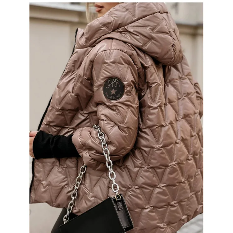 Women Parkas Full Sleeve Hooded Thick Solid Zipper Coats Loose Casual Pockets Streetwear Jackets Lady Warm Autumn Winter 2025