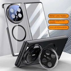 Magnetic Metal Lens Holder Privacy Tempered Glass Protective Case - Fully Wrapped Cover for Huawei Mate X6 (Black HD Glass)
