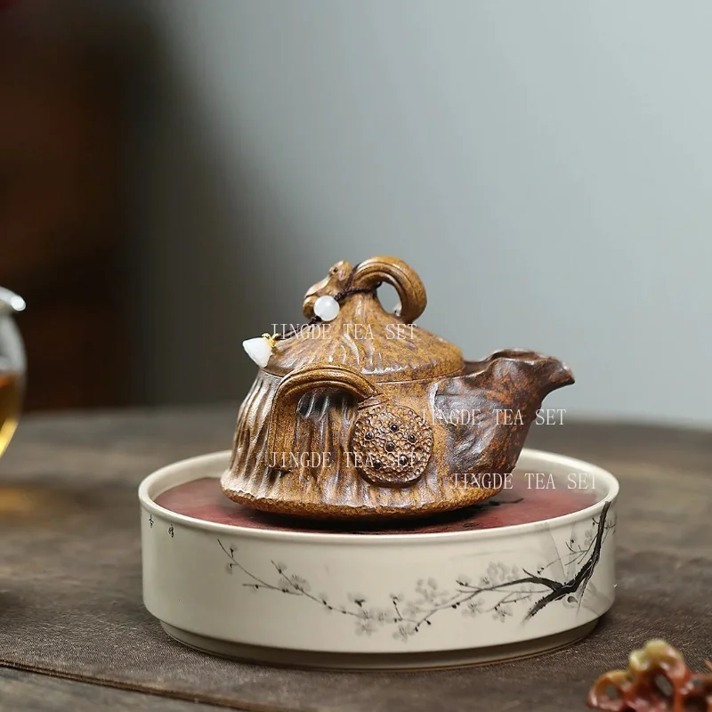 190ml Yixing Purple Clay Teapot Original Ore Section Mud Creative Frog Lotus Seed Hand-held Kung Fu Tea Set Chinese Tea Kettle