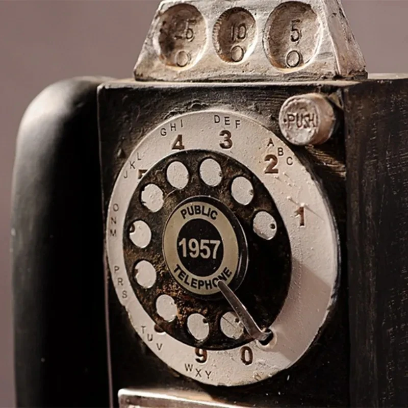Vintage Retro Dial Pay Phone Figurine – Classic Home Decor Ornament