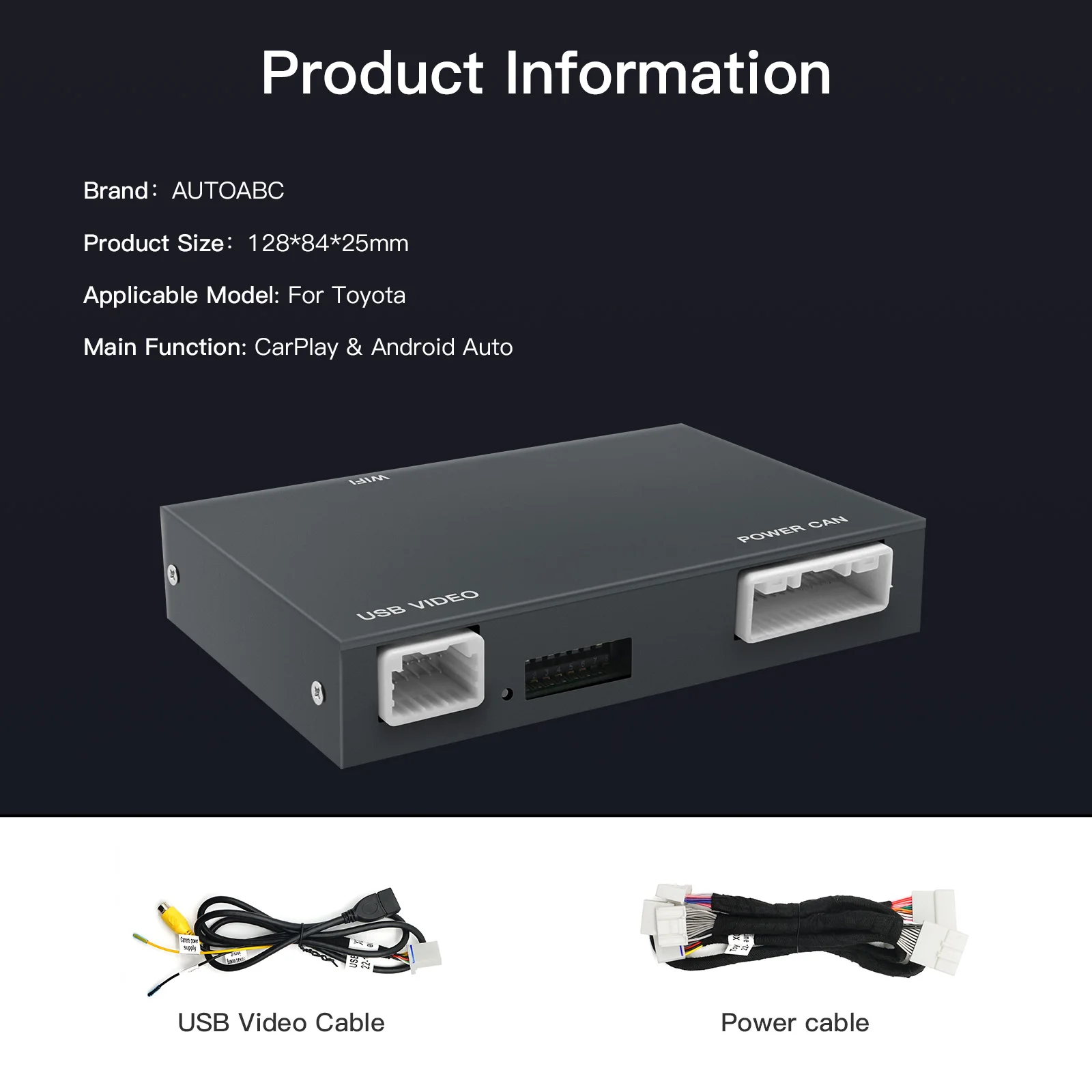 AUTOABC Wireless per TOYOTA 2014-2019 HIGHLANDER 4Runner Tundra RAV4 Tacoma Land Cruiser Prado Auris Avalon Decoder Android Auto - immagine 6