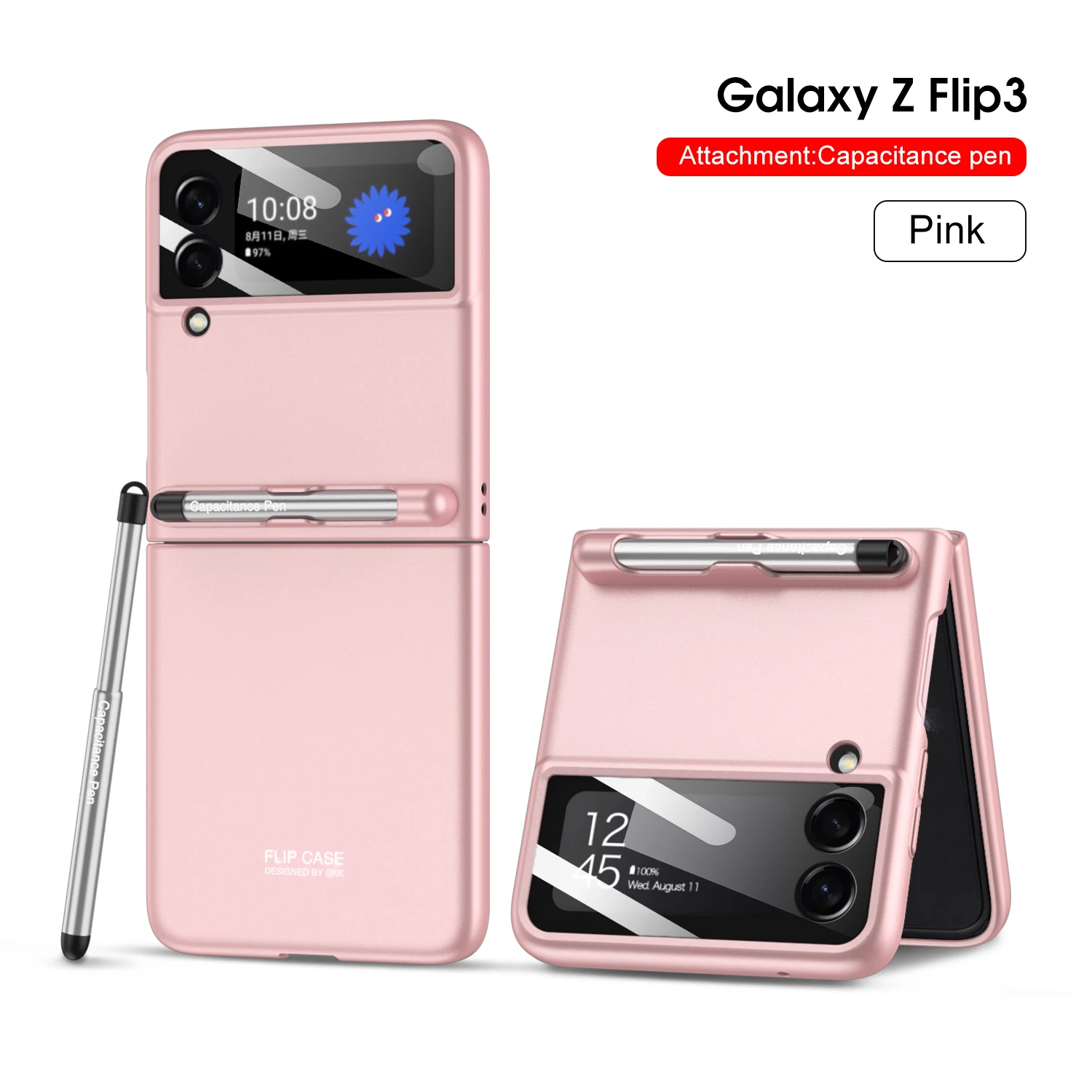 kawaii phone case samsung With Pen Phone Case For Samsung Galaxy Z Flip 3 Pen Slot funda PC for flip3 case Anti-Fingerprint Shell Plain Ultra-thin Protect samsung flip phone cute