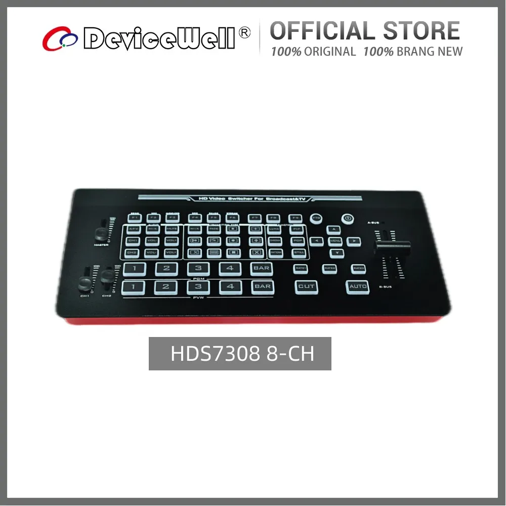 

DeviceWell HDS7308 8-CH Video Switcher |ReaI-time input Of video, audio, photo, PPT|Support USB3.O UVC output