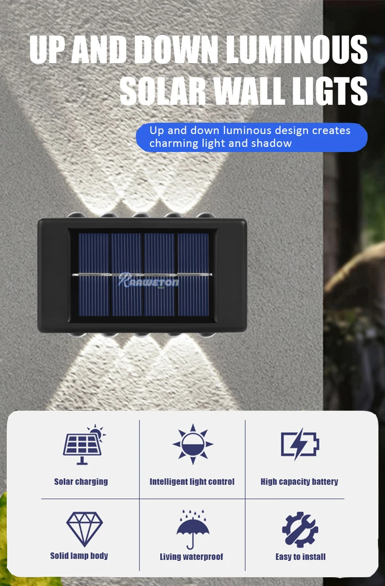 10 LED Solar Wall Lamp Outdoor Garden Lamp Yard Garden Decoration And Arrangement Under The fence Glowing Atmosphere Wall Lamp solar street light