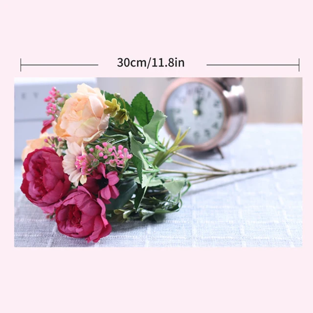 Bouquet de fleurs de pivoine artificielles en soie, accessoires de couronnes de bébé, fausses fleurs de marguerite, décoration de maison de mariage, décoration de salle de fête 6