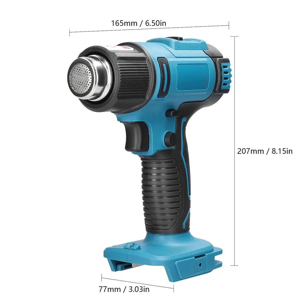 Heat Gun Cordless Hot Air Gun Temperatures Adjustable 2500W Electric Heat Industrial Home Dryer Fit For Makita 18V Battery