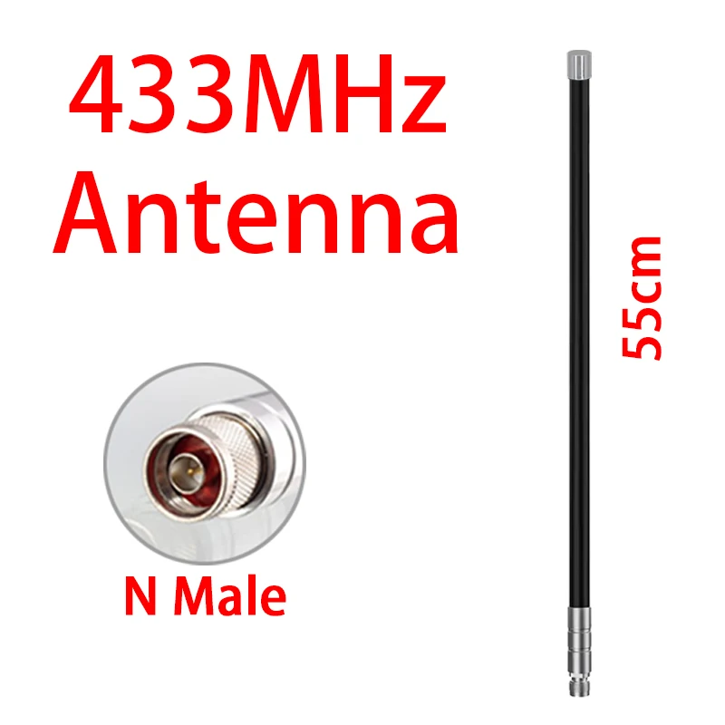 433MHz LoRa 게이트웨이 안테나 실외용 옴니 433MHz 유리섬유 안테나 무선 데이터 전송 모듈 장거리 N 타입