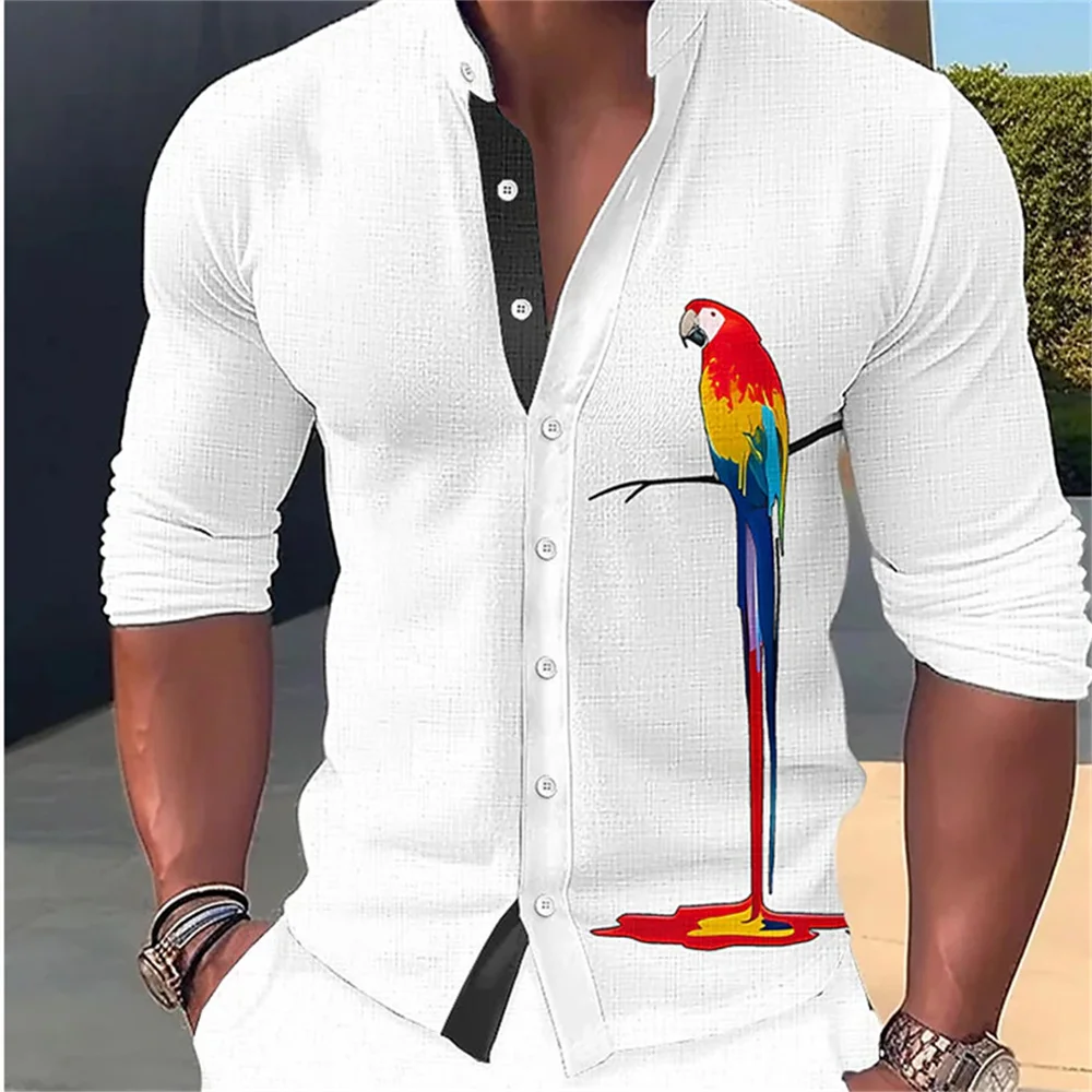 New Fashion Men's High Definition Parrot Print Long Sleeve Solid Color Shirt Design Simple Soft and Comfortable Fabric Men's Top 7 inch 1200x1920 tft lcd color high definition mipi interface liquid crystal display lq070m1sx01
