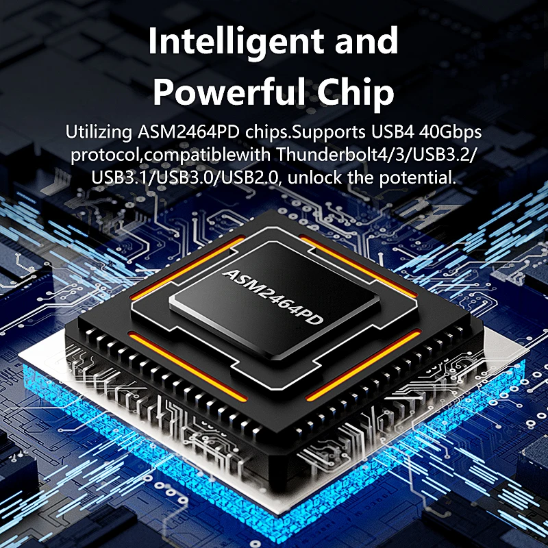 냉각 팬이 있는 40Gbps USB4 M.2 SSD 인클로저 8TB 알루미늄 NVME 인클로저 Mac iPad 전화 노트북용 Thunderbolt 3/4 호환,40Gbps USB4 M.2 SSD Enclosu