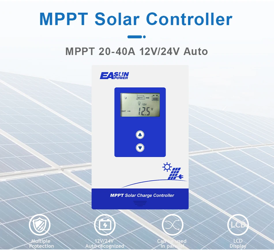 MPPT solar charge controller in use with solar panels