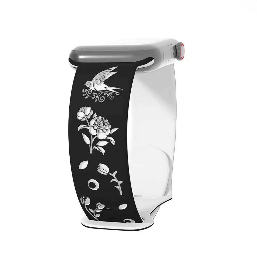 Swallow Engraved Silicone Apple Watch Band Bracelet