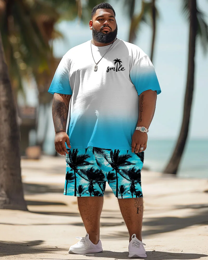Biggmans Plus Size Set L-9Xl for Summer T-shirt Oversize Hawaii Suit Men's Casual Colorblock Relaxed Pattern Print Large 7XL 8XL