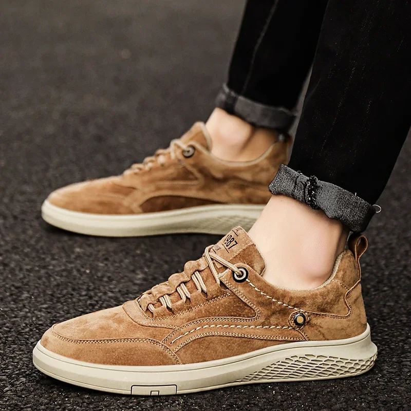 Mens Shoes Genuine Leather Casual Breathable Autumn Lace Up Loafers Outdoor Oxfords Sneakers