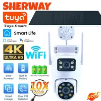 Tuya Solar Camera WiFi Outdoor 10MP Dual Lens 4K Wireless Dual Screen PTZ Security Camera Low Power Battery Cam Motion Detection 1