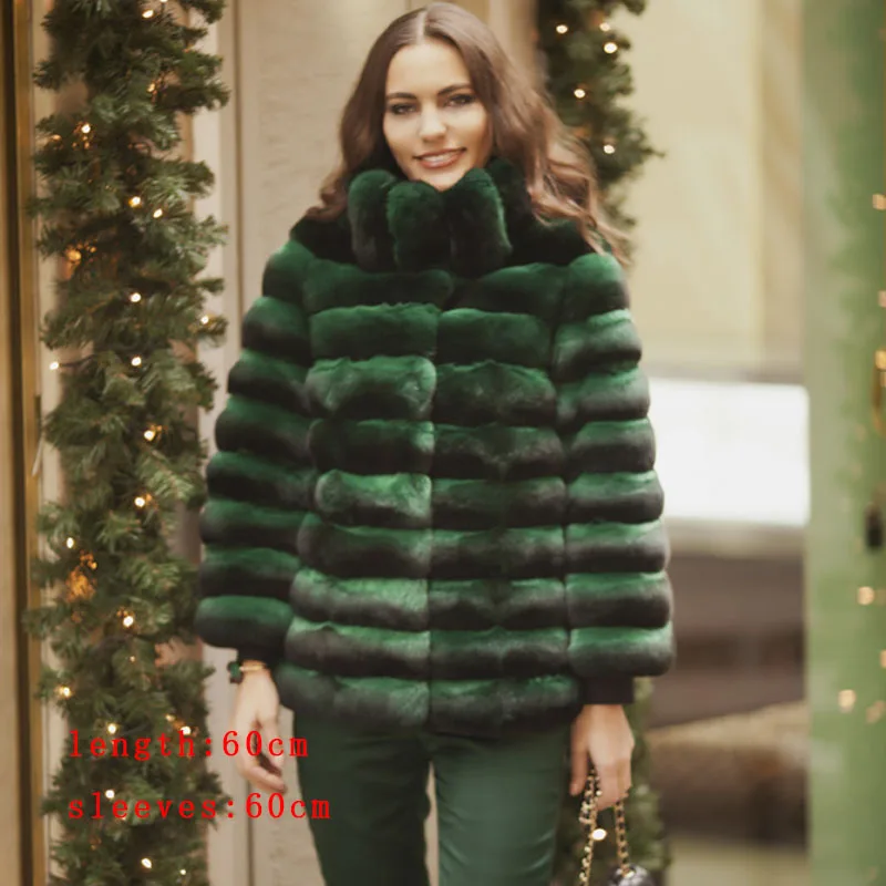 best winter jackets Real Chinchilla Color Rex Rabbit Fur Jacket With Hood Winter Women Overcoats Warm Whole Skin Rabbit Fur Coats Genuine 2022 puffer coat women