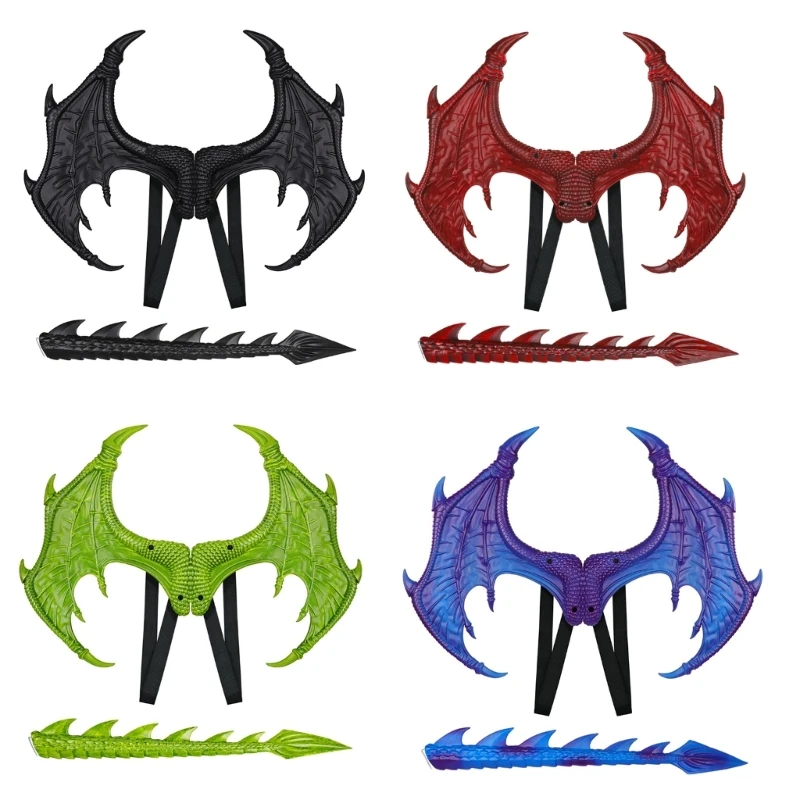 

Dragon Wings Dinosaur Tail Halloween Dragon Costume Set Animal Dress Up Wings Kindergarten Performance-Props for Kid