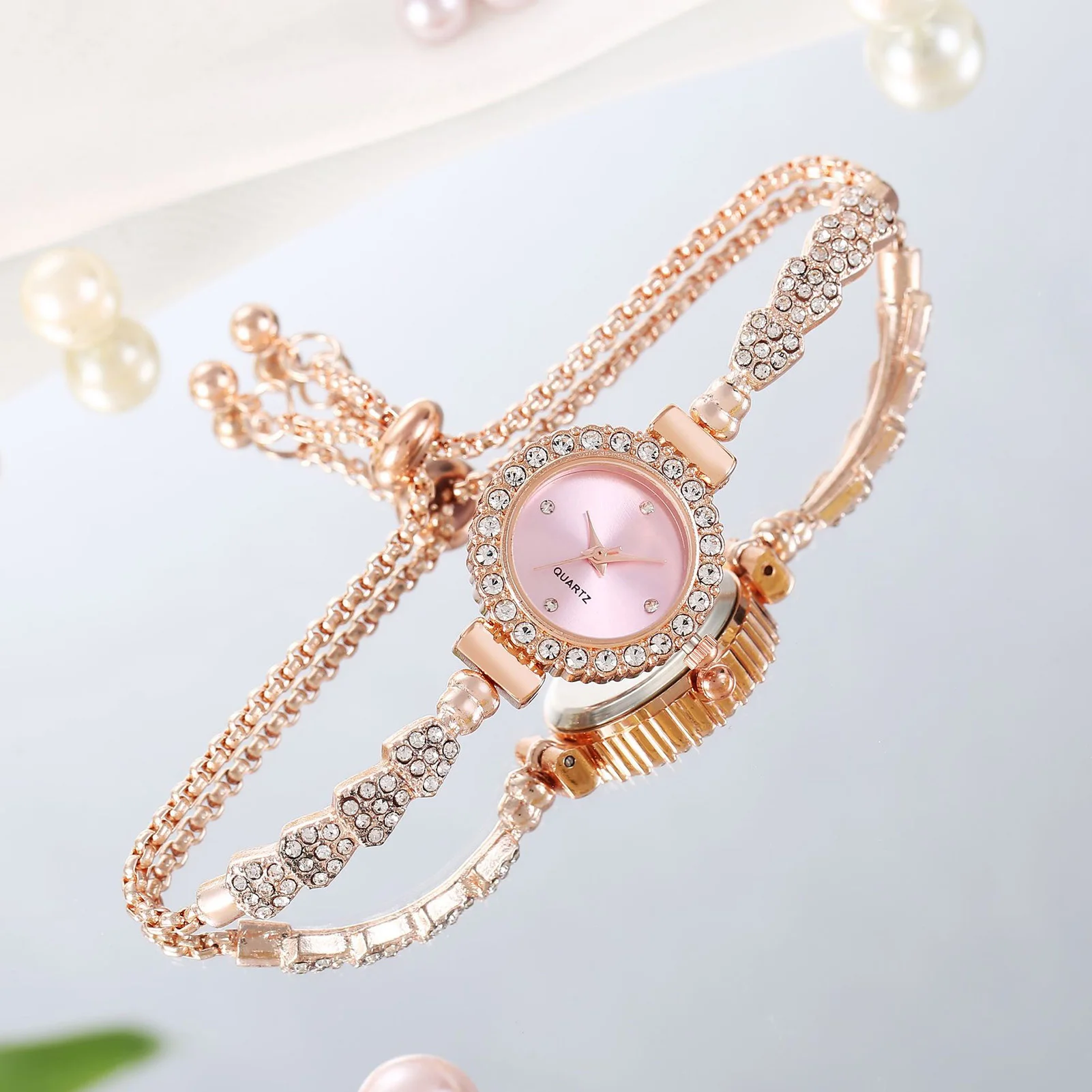 Women's Diamond Watches Bracelet High-End Design Easy Read Dial Shiny Bracelet Watches Wonderful Watches Gift for Women - 6