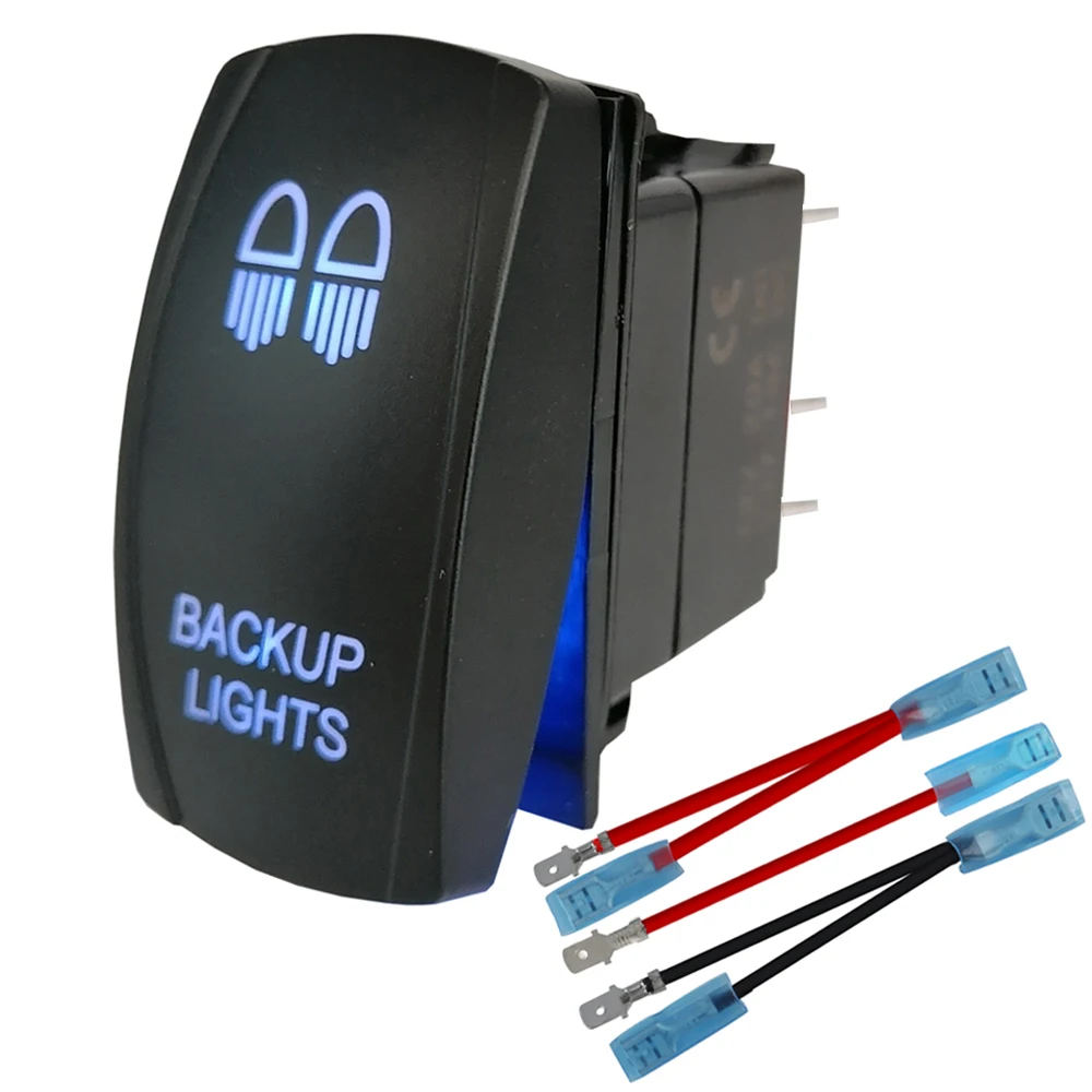 12V 24V Marine Boat Car Rocker Toggle Switch Backup Lights Waterproof 5 Pin On Off For Utv Atv Rzr Rv Truck With Connector Wire