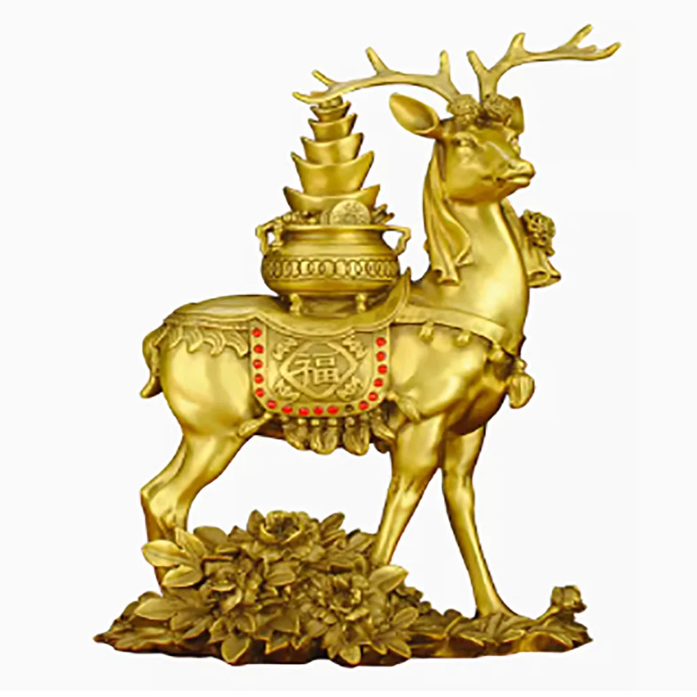 

Yi Lu Fa Cai Brass Sculpture Treasure Bowl Xiao Lu Fu Lu Home Living Room foyer Decoration Ornament