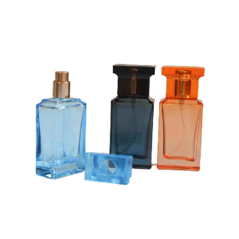 

30ml 1OZ Perfume Spray Bottle Gold Screw Pump High Grade Empty Square Colorful Glass Cosmetic Atomizer Refillable Bottle 10pcs