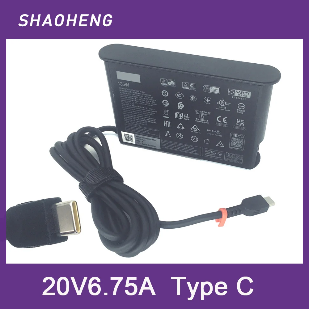  135W USB C AC 어댑터 레노버 씽크북 14 G2 ITL 20VD ADL135YSDC3A 20V 6.75A 타입 C 전원 공급 장치