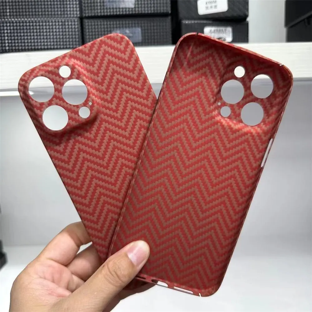

Чехол из натурального углеродного волокна Арамид для iPhone 14 13 Pro Max матовый жесткий чехол