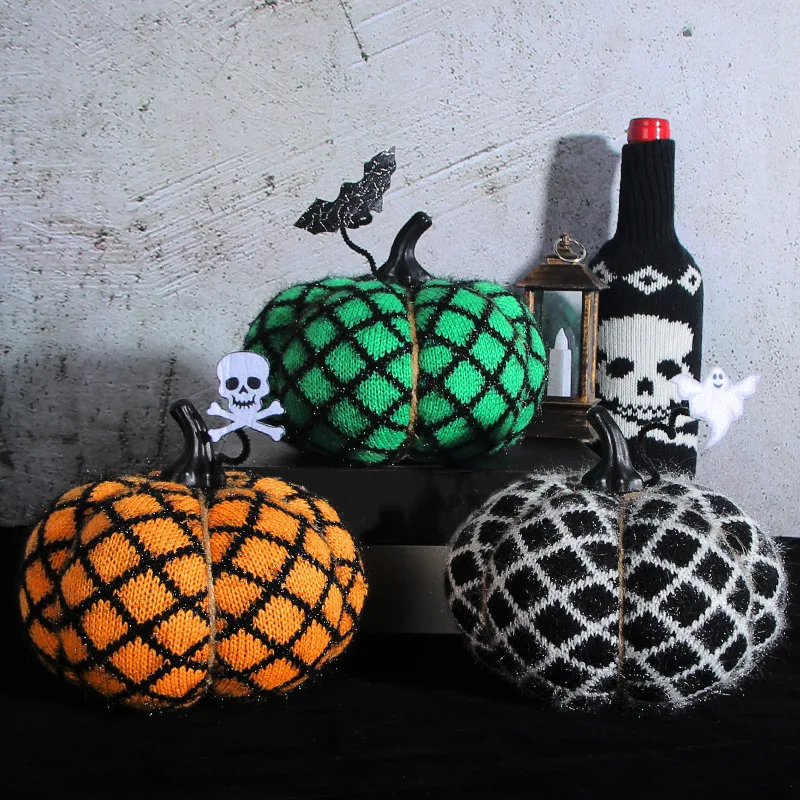 Fall Pumpkins Decor Mini Yarn Knitted Pumpkin Crafts Compact Size Autumn Table Centerpiece For Thanksgiving Halloween And Autumn