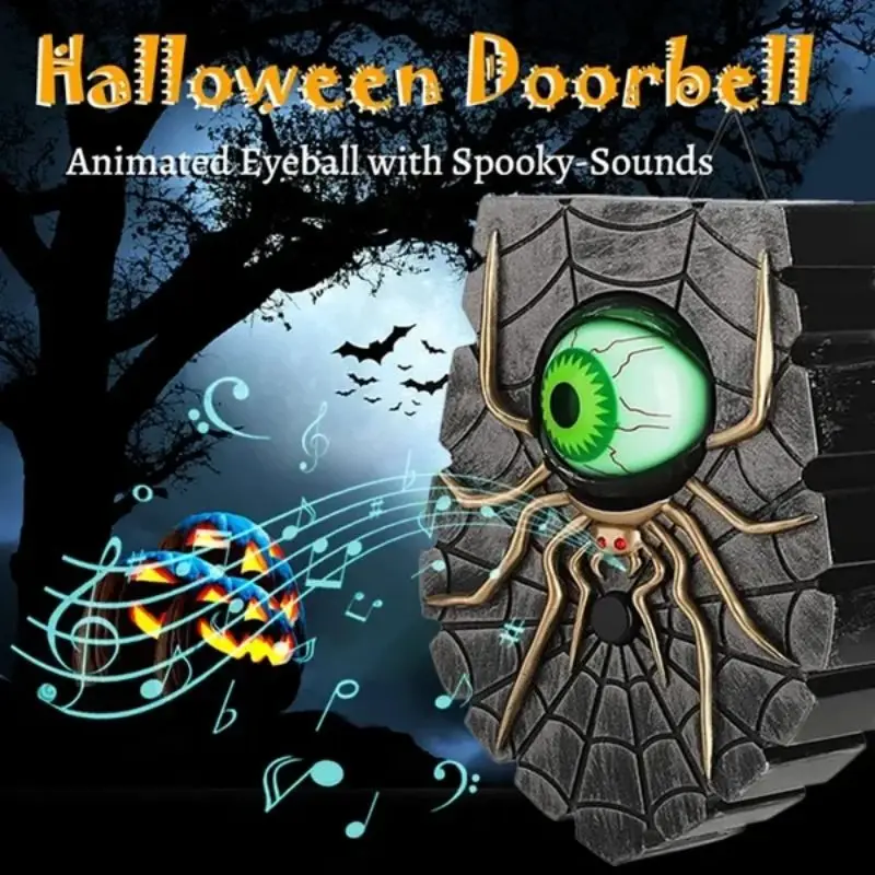 

One Eyed Doorbell Halloween Home Decoration Spider Doorbell With Scary Glow/Ghost Sound Creative Scary Spider Eyeball Doorbell