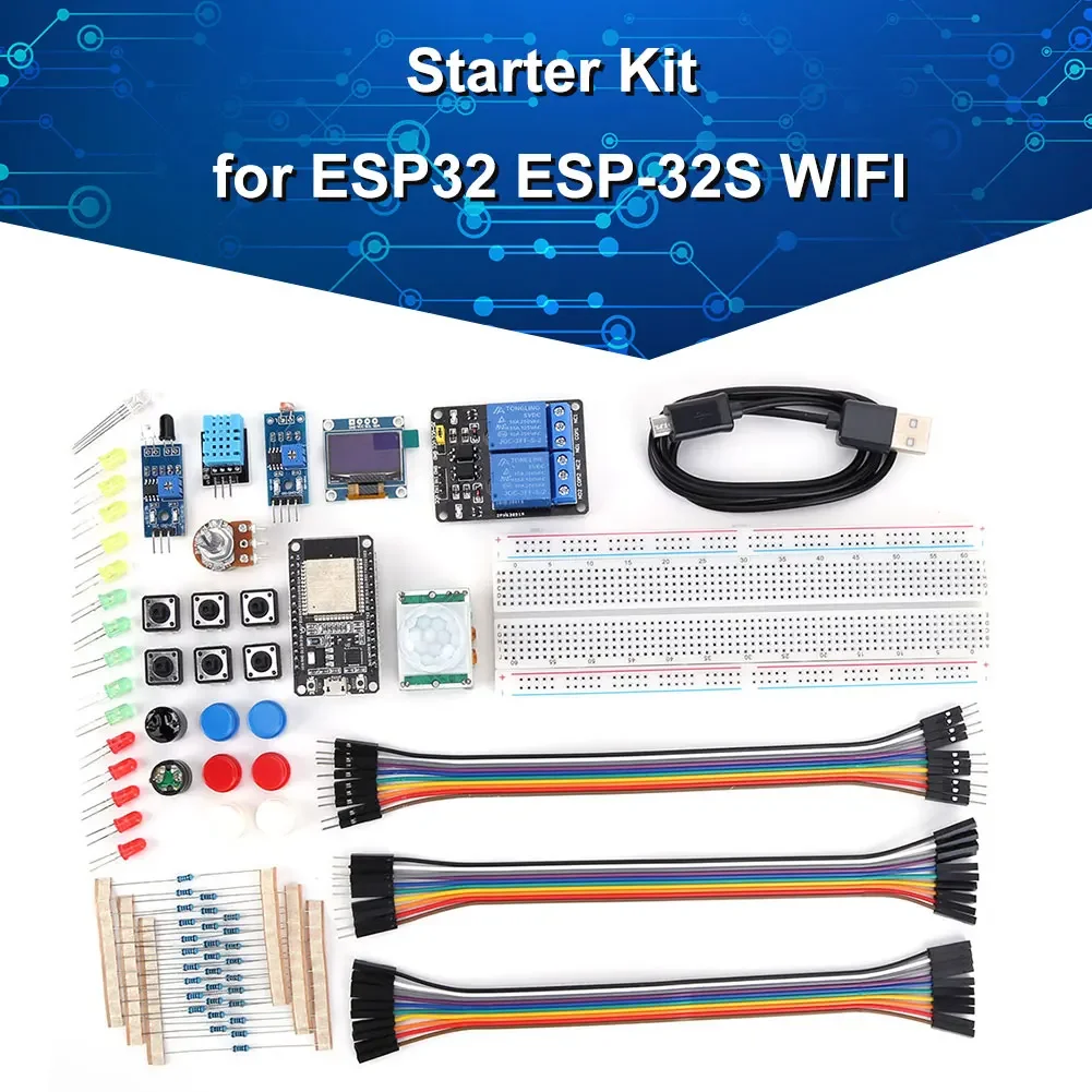ESP32 ESP-32S WIFI IOT 개발 보드용 프로젝트 학습 키트(스토리지 박스 포함) 0.96인치 OLED PIR 모션 센서(아두이노용)