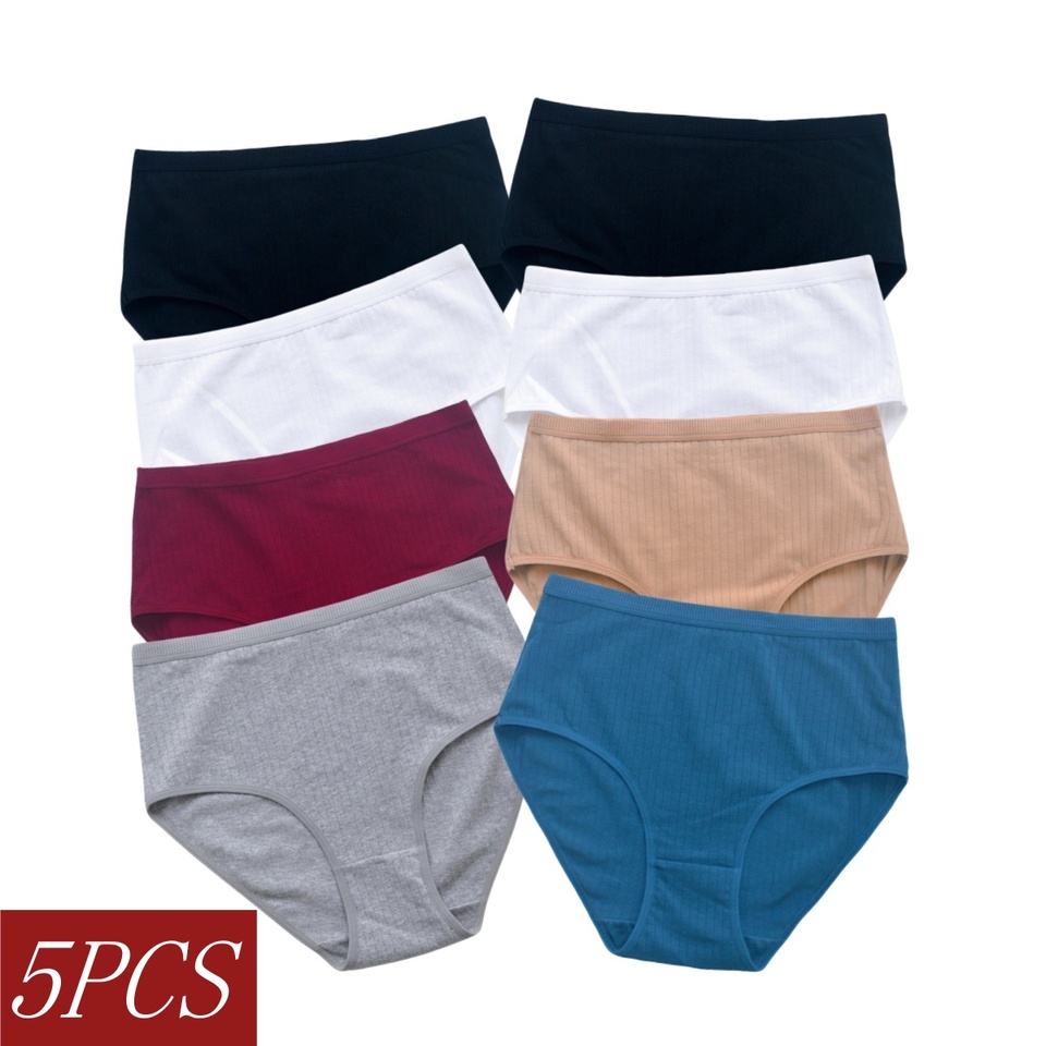 5Pcs/Set High Rise Cotton Panties Women Sexy Lingerie Solid Color Briefs Female Seamless Underwear Comfort Intimates