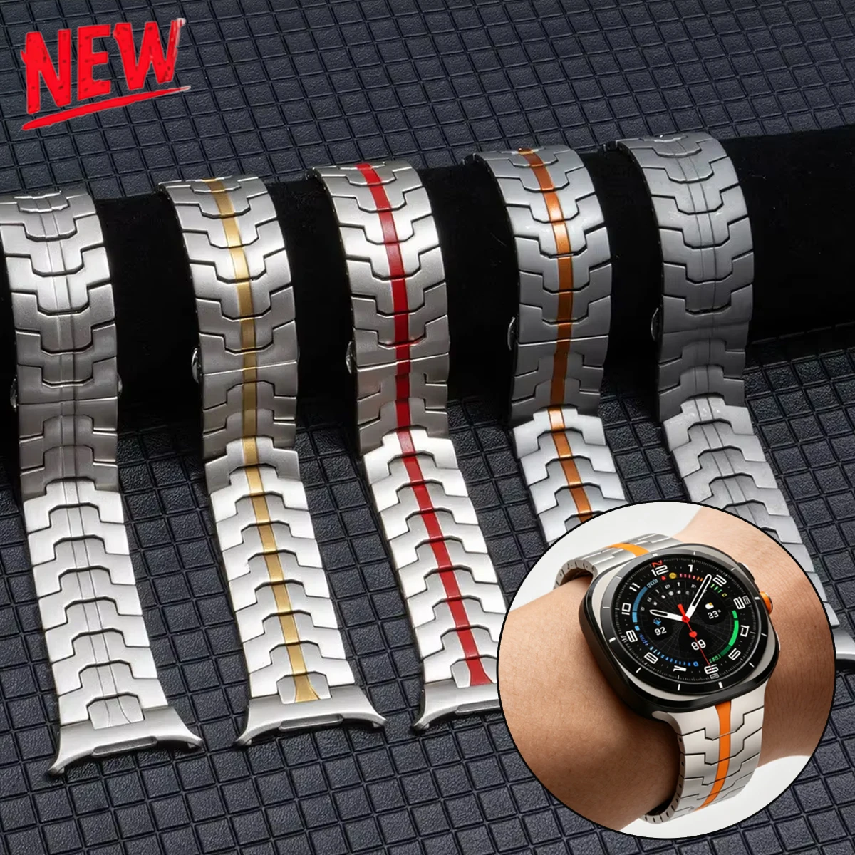 Heavy-Duty Armor Metal Watch Strap, Adjustable Stainless Steel Bracelet