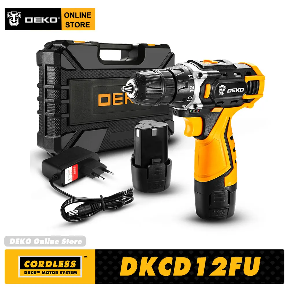 

DEKO 12V 16V 20V Cordless Drill Electric Screwdriver Mini Wireless Power Driver DC Lithium-Ion Battery 3/8-Inch