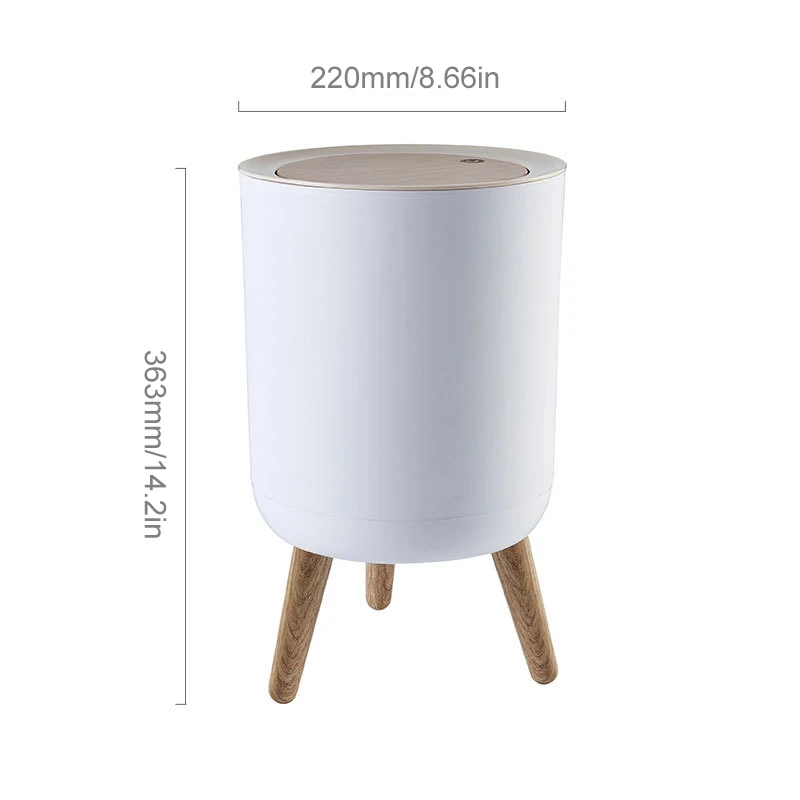 Wooden High Foot Trash Can 6