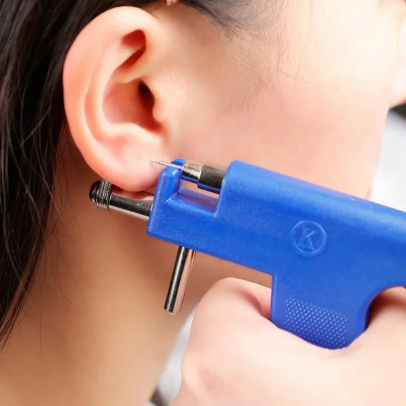 Sterile Ear Piercing Gun Set 98pcs Earrings Earplugs Earlobe Punching Machine Safty Nose Piercer Lips Tongue Perforation Tool