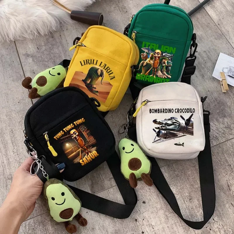 Tung Tung Sahur Shoulder Bags Italian Brainrot Trendy