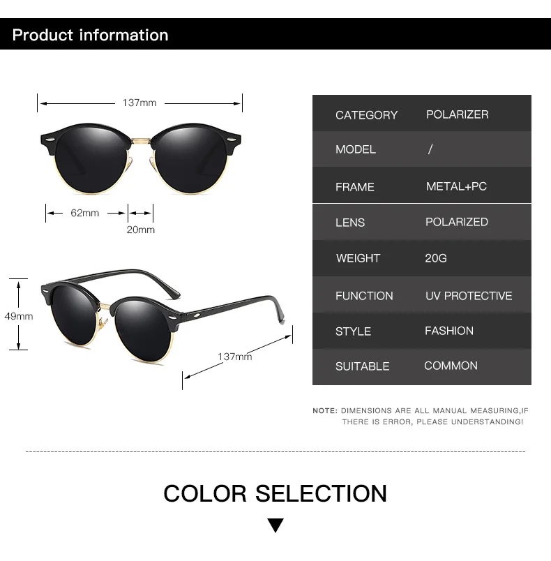 Ms polarized sunglasses round glasses male personality Riding night-vision Glasses True colors Sunscreen Wind Sunglasses